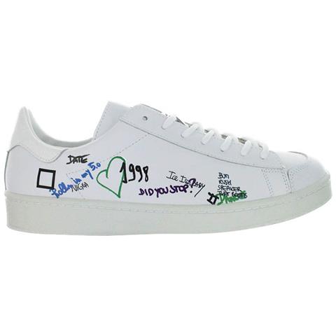 Mezze Scarpe Italiane Da Uomo Twist Doodle In Pelle Bianca Con Scritta 43 - Foto 3