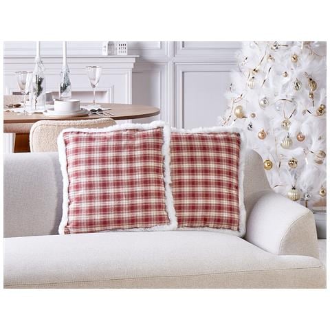 Set Di 2 Cuscini Brookies 45 X 45 Cm Rosso Scuro Modello Natalizio - Foto 1