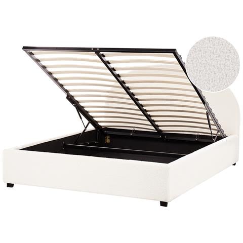 Letto Contenitore Bouclé Vaucluse 160 X 200 Cm Bianco Sporco - Foto 2