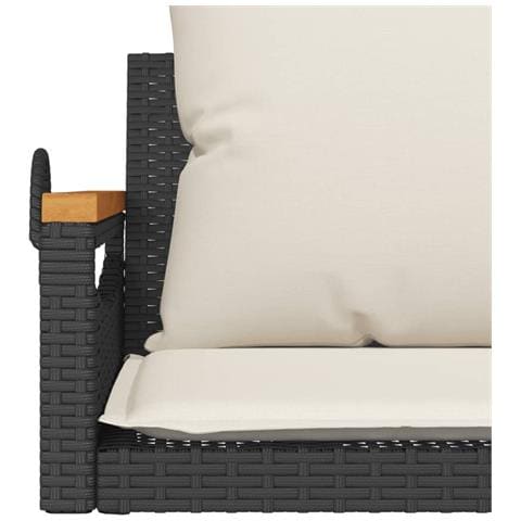 Panchina a Dondolo con Cuscini Nera 63x62x40 cm in Polyrattan - Foto 9