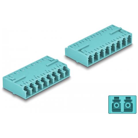 Accoppiatore per fibra ottica HD LC Octuplex femmina per LC Octuplex femmina aqua - Foto 1