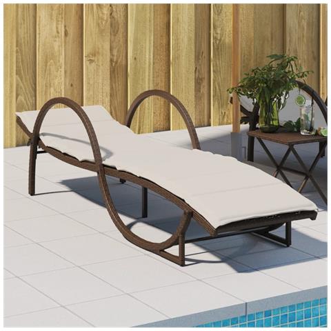 Lettino Prendisole Con Cuscino Marrone 60x199x42 Cm Polyrattan - Foto 1