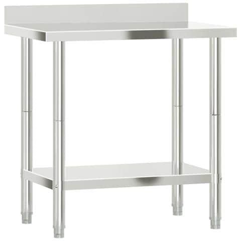 Tavolo Lavoro Cucina Con Paraschizzi 82,5x55x93cm Acciaio Inox - Foto 2