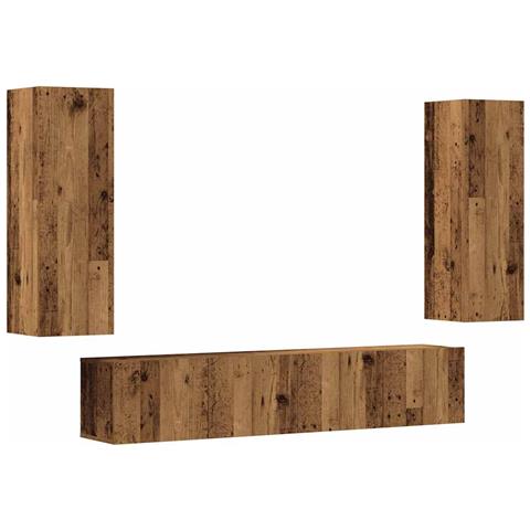 Mobili Tv A Parete 4 Pz Legno Antico In Legno Multistrato - Foto 2