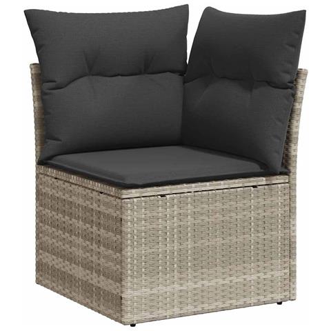 Set Divani Da Giardino 7pz Con Cuscini Grigio Chiaro Polyrattan - Foto 10
