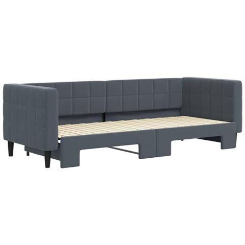 Divano Letto Con Letto Estraibile Grigio Scuro 80x200cm Velluto - Foto 3