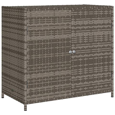 Lusso Casadino - Armadietto Portaoggetti Giardino Grigio 83x45x76 Cm Polyrattan - Foto 1