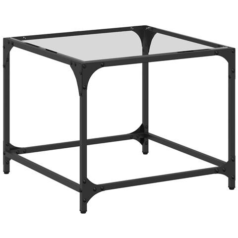 Tavolini Con Piano In Vetro Trasparente 2 Pz 50x50x40cm Acciaio - Foto 2