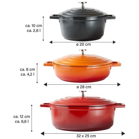 Rostiera Cocotte Casseruola Rotonda 20 Cm Nero | Con Coperchio - Foto 4