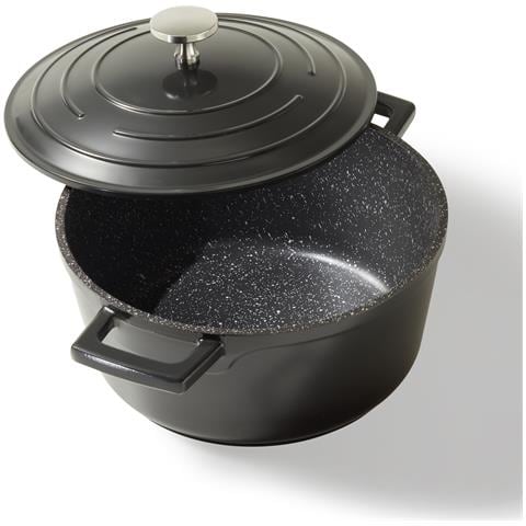 Rostiera Cocotte Casseruola Rotonda 20 Cm Nero | Con Coperchio - Foto 1