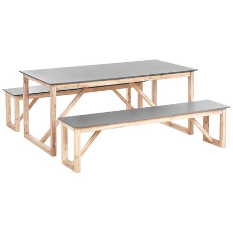 Set Da Pranzo Da Giardino Con Panche Notteri Cemento Grigio - Foto 2