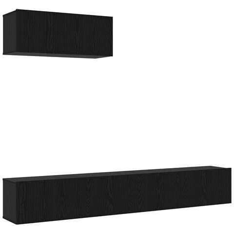 Set di 3 Mobili TV Montato a Parete Rovere Nero in Legno Ingegnerizzato - Foto 1