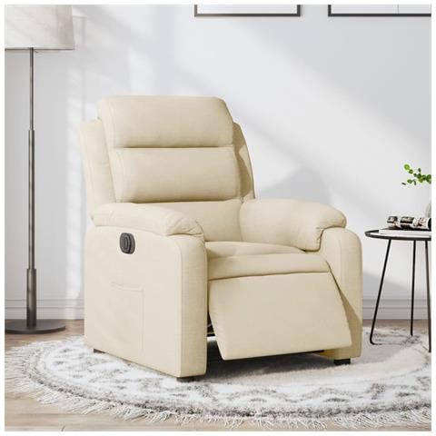 Poltrona Elettrica Reclinabile Crema in Tessuto - Foto 2