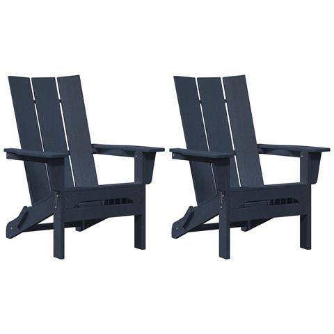 Sedie Adirondack Pieghevoli 2 pcs Blu Marina 74.5x80.5x90 cm HDPE, Sedia Adirondack Pieghevole Blu Marina 74.5x80.5x90 cm HDPE - Foto 1