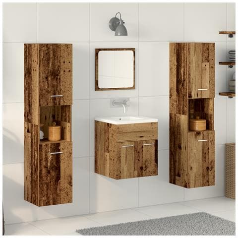 Set di mobili per bagno 4 pezzi - Legno antico in legno ingegnerizzato - Foto 2