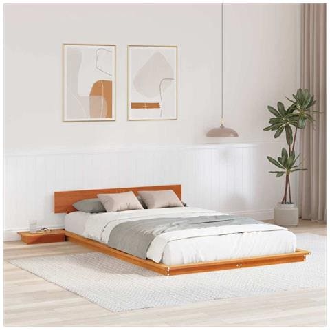 Struttura del letto Marrone 140 x 190 cm legno - Foto 2