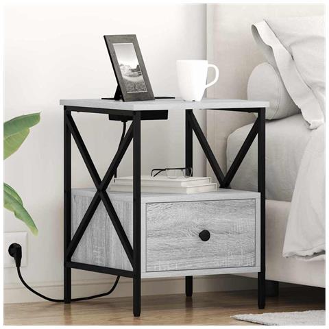 Armadio da Notte con cassetto Grigio sonoma 41.5 x 40.5 x 55 cm - Foto 2