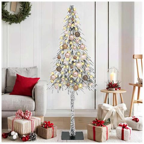 Albero di Natale con luci a strisce a LED Bianco 150 cm PE - Foto 2