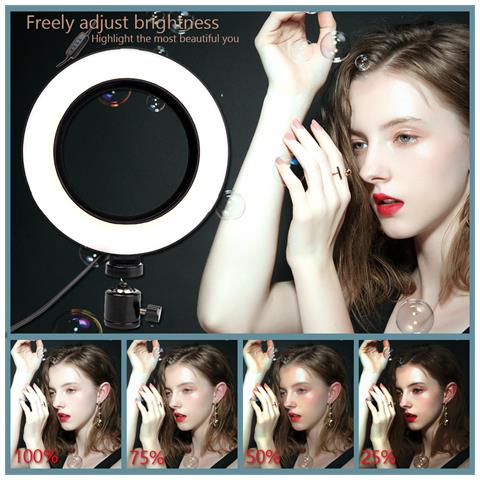 Anello Luminoso Girevole Con Supporto, Led, 15 Cm - Nero - Foto 2