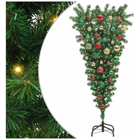 Albero di Natale artificiale preilluminato capovolto con set di palle - Foto 1