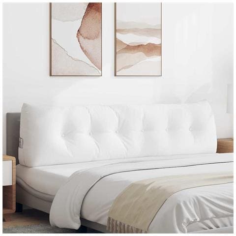 Cuscino per Schiena Bianco 180 x 24 x 50 cm Tessuto - Foto 2