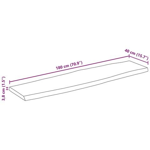 Piano Tavolo 180x40x3,8 cm Rettangolare Legno Acacia Bordi Vivi - Foto 9