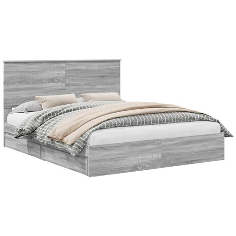 Letto con Contenitore con testiera Grigio Sonoma 160 x 200 cm - Foto 1