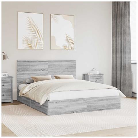 Letto con Contenitore con testiera Grigio Sonoma 160 x 200 cm - Foto 2