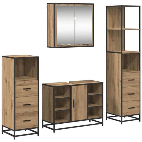 Set di mobili per il bagno con porta 4 pcs Rovere artigianale - Foto 1