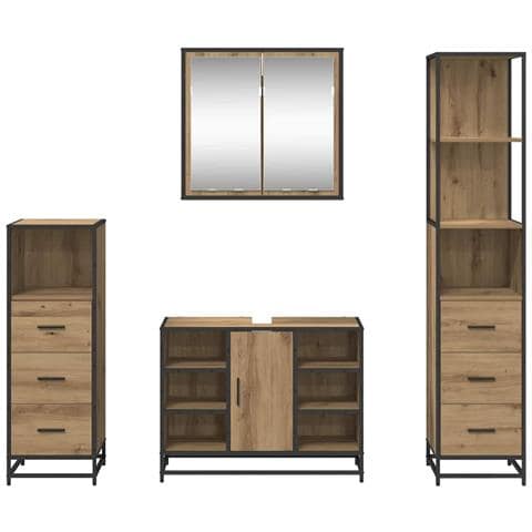 Set di mobili per il bagno con porta 4 pcs Rovere artigianale - Foto 9