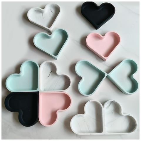 Set Di 4 Vassoi Impilabili A Forma Di Cuore In Silicone - Soluzione Di Archiviazione Romantica White - Foto 6