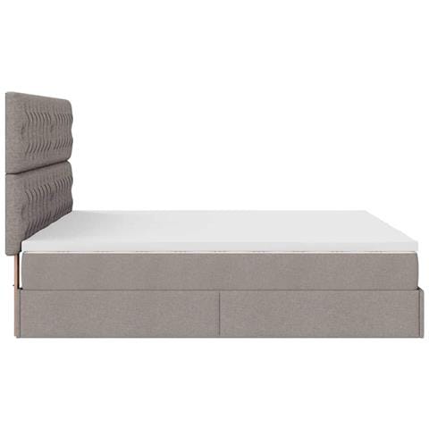 Struttura Letto Pouf con Materassi Tortora 180x200cm in Tessuto - Foto 9