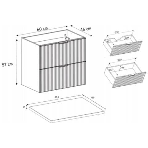 Mobile bagno 60 cm con frontali scanalati e chiusura soft close - Foto 4