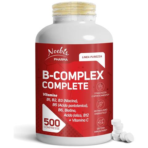 Vitamina B Complex Completo 500 Compresse - Vitamine del Gruppo B + Vitamina C - Energia, Sistema Nervoso e Difese Immunitarie - Foto 1