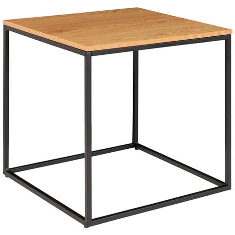 Tavolino D'appoggio Vita Effetto Rovere Con Struttura In Acciaio Nero, 45×45×45 Cm - Foto 2