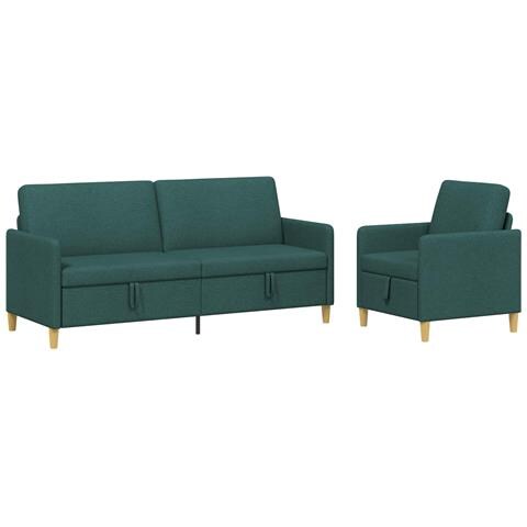 Set di Divani con Storage 2 pcs Verde Scuro Poliestere - Foto 1