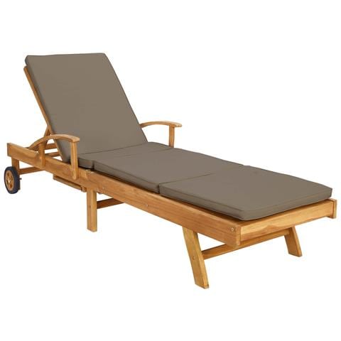 Lettino da sole 100% Poliestere Teak Solido - Foto 1
