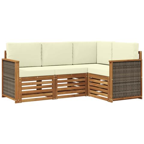 Set divani con cuscino 4 pcs Legno di Acacia Massello - Foto 1