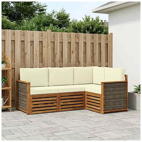 Set divani con cuscino 4 pcs Legno di Acacia Massello - Foto 2