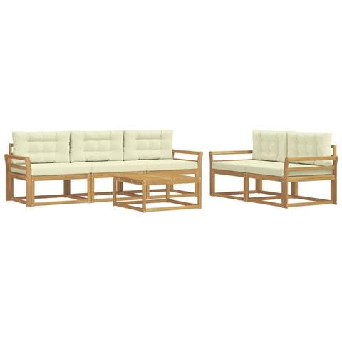 Set di divani da esterno con cuscino 6 pcs Bianco e Crema - Foto 1