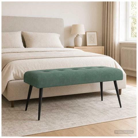Panchina con bottoni imbottiti Verde Mare 110 x 40 x 46 cm - Foto 2