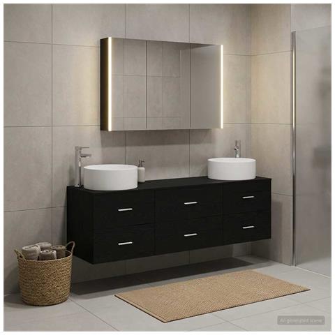 Set di mobili per il bagno 4 pcs Rovere Nero - Foto 2