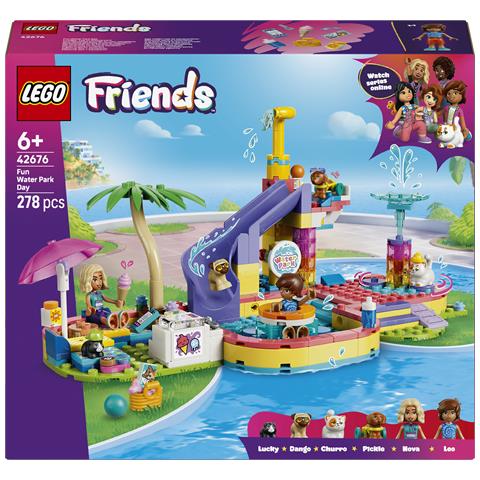 Friends 42676 Divertente Giornata al Parco Acquatico, Giocattolo con Scivolo, 2 Mini Bamboline e 4 Animali, Regalo da 6+ - Foto 1