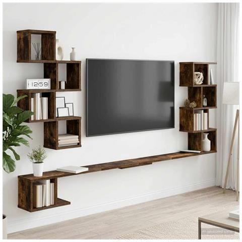 Mensola per TV da muro Rovere Fumo 160 x 15 x 94 cm - Foto 2