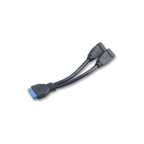AK-CBUB09-15BK, USB3.0 19-pin, 2 x USB3.0, Maschio / femmina, Nero, 15 cm, USB - Foto 1