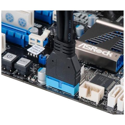 AK-CBUB09-15BK, USB3.0 19-pin, 2 x USB3.0, Maschio / femmina, Nero, 15 cm, USB - Foto 2