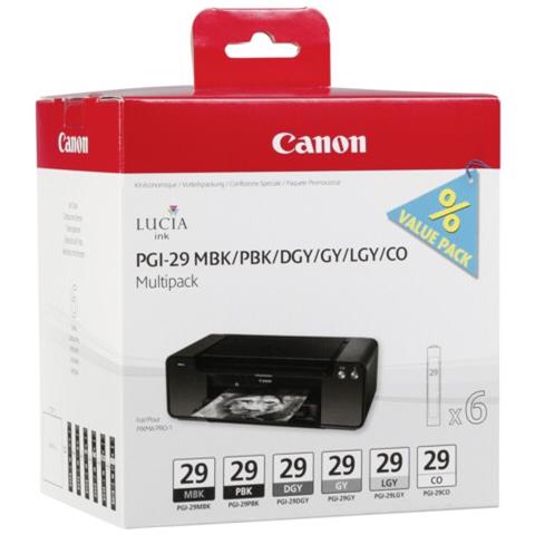 PGI-29 MBK / PBK / DGY / GY / LGY / CO Serbatoio Ink Inchiostro 6 colori PIXMa Pro 1 Capacità 16524 Pagine - Foto 3
