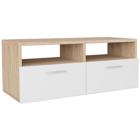 Mobile Porta TV in Legno Multistrato 95x35x36cm Rovere e Bianco - Foto 1