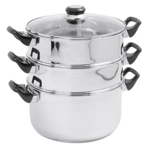 503,443 - Vaporiera 3 Livelli Con Coperchio In Vetro, In Acciaio Inox 24 Cm Ø - Foto 1
