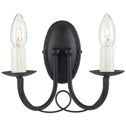 Lampada Da Parete A Candela Per Interni A 2 Luci Nera, E14 - Foto 2
